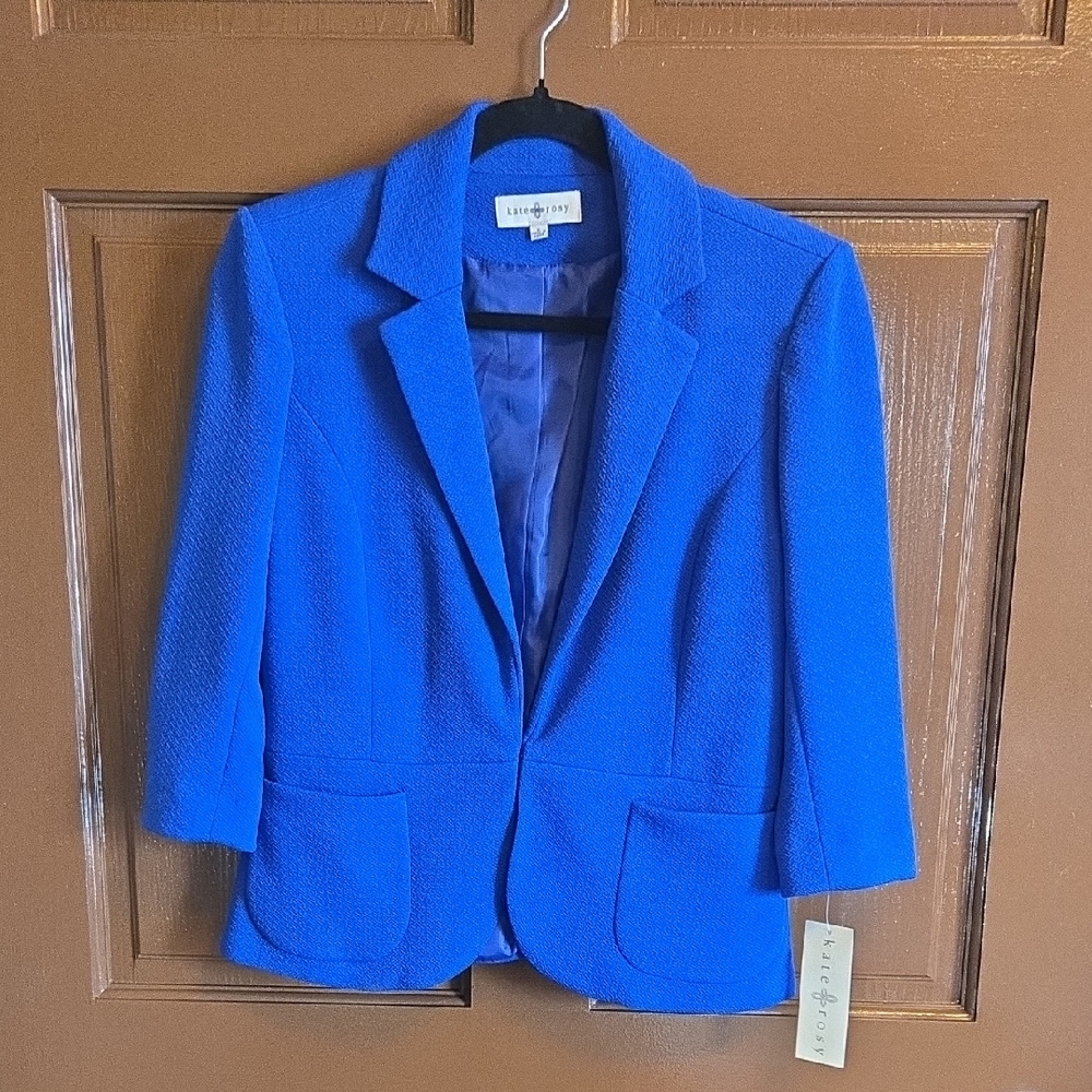 Kate Rosy-Royal blue short stretchy jkt Sz M. NWT.